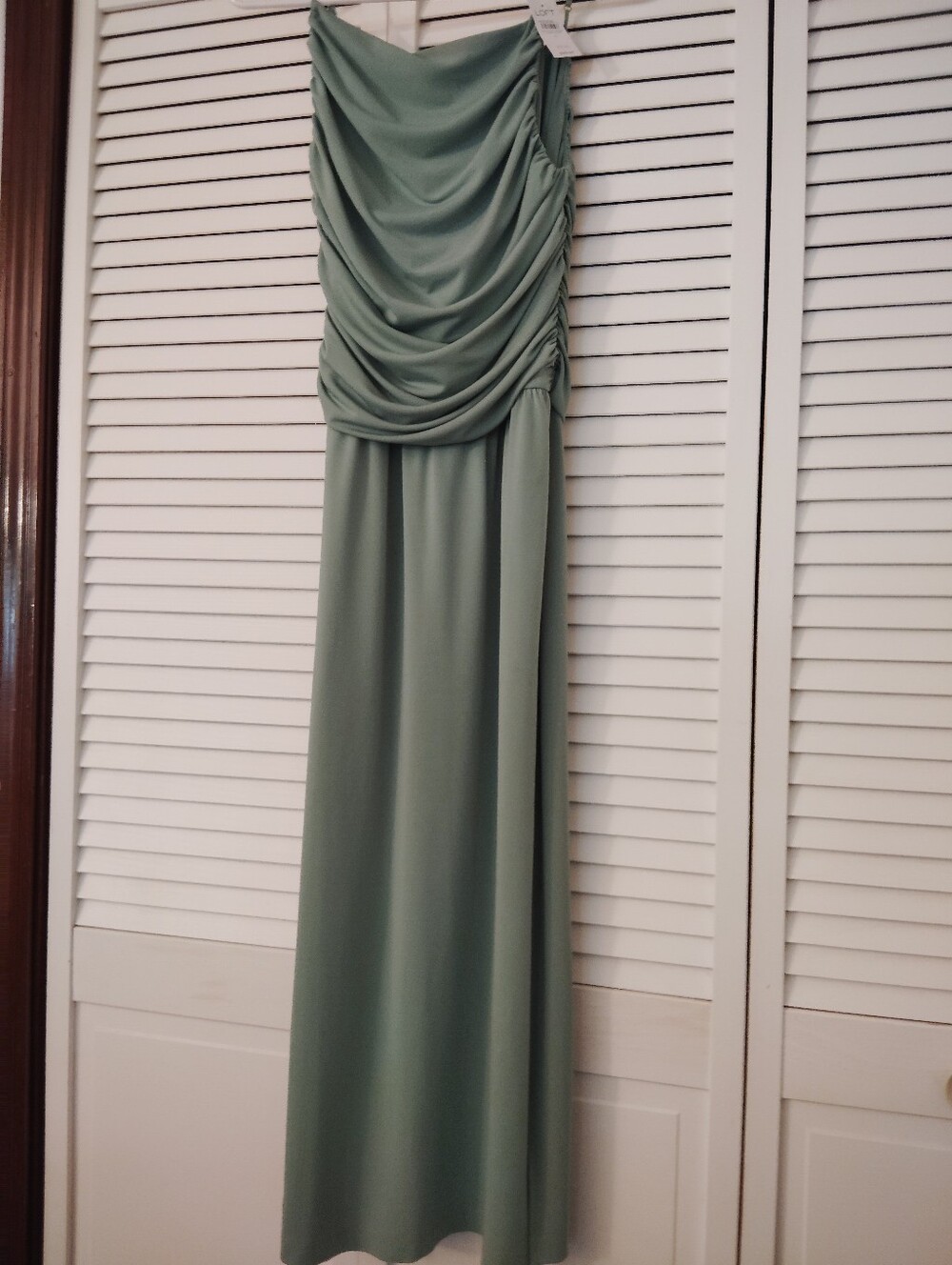 Ann Taylor Loft Green Cowl Neck Ruched Maxi Dress NWT - Picture 2 of 6